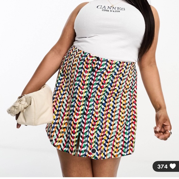 ASOS Curve Button Through Mini Skirt - Picture 3 of 9